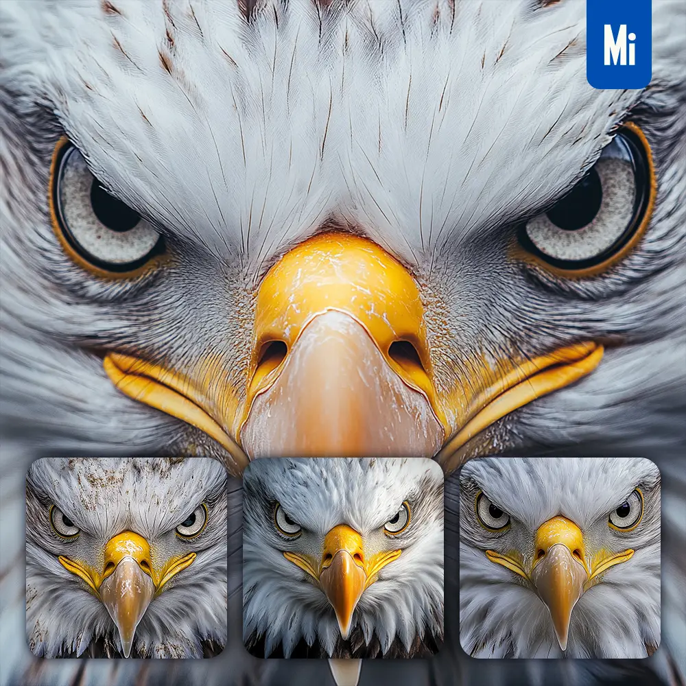 midjourney prompt bald eagle eyes head straight face detailed close up photography
