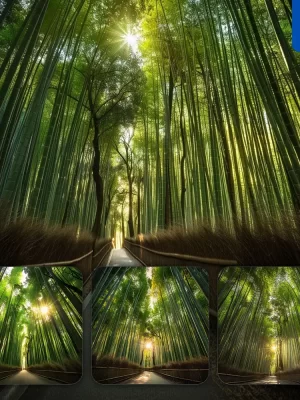 Midjourney Prompt Bamboo Grove Sunlight Road Way Green Landscape Photography