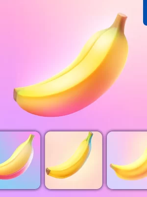 Midjourney Prompt Banana 3d Icon Game Cartoon Cute Lovely