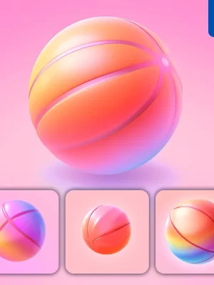 Midjourney Prompt Basketball 3d Icon Game Cartoon Cute Lovely