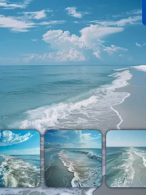 Midjourney Prompt Beach Blue Water Sandy Wave Shore Landscape Photography