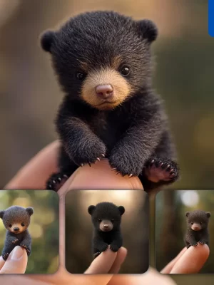 Midjourney Prompt Bear Little Baby Small Tiny Finger Cute Photography