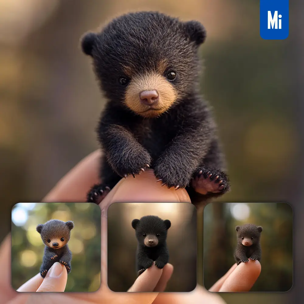 Midjourney Prompt Bear Little Baby Small Tiny Finger Cute Photography