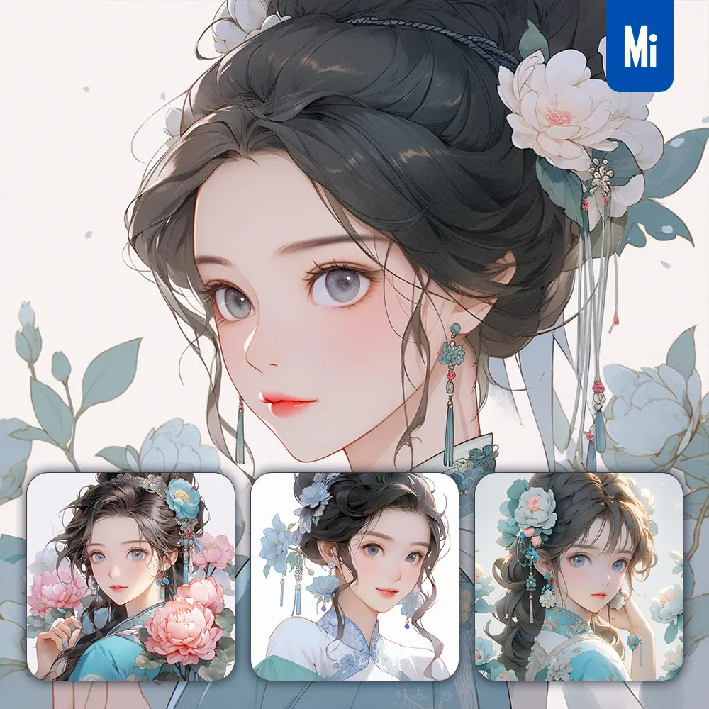 midjourney prompt beautiful girl lady woman ink wash painting Chinese cartoon animation illustration