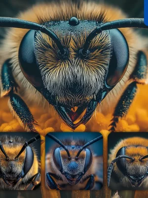 Midjourney Prompt Bee Head Detailed Close Up Photography