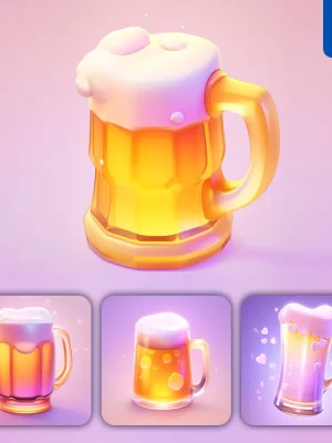 Midjourney Prompt Beer Glass 3d Icon Game Cartoon Cute Lovely