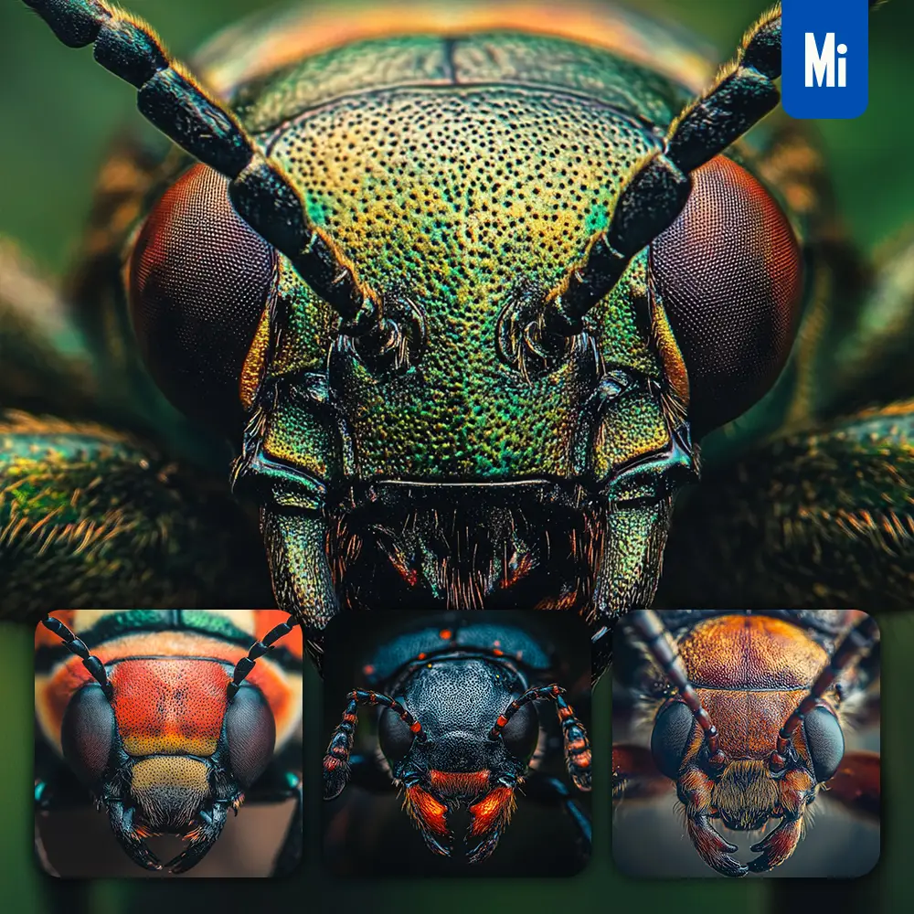midjourney prompt beetle head eyes detailed close up photography
