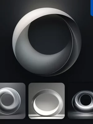 Midjourney Prompt Black Grey White Circle Round Annulus 3d Background Wallpaper