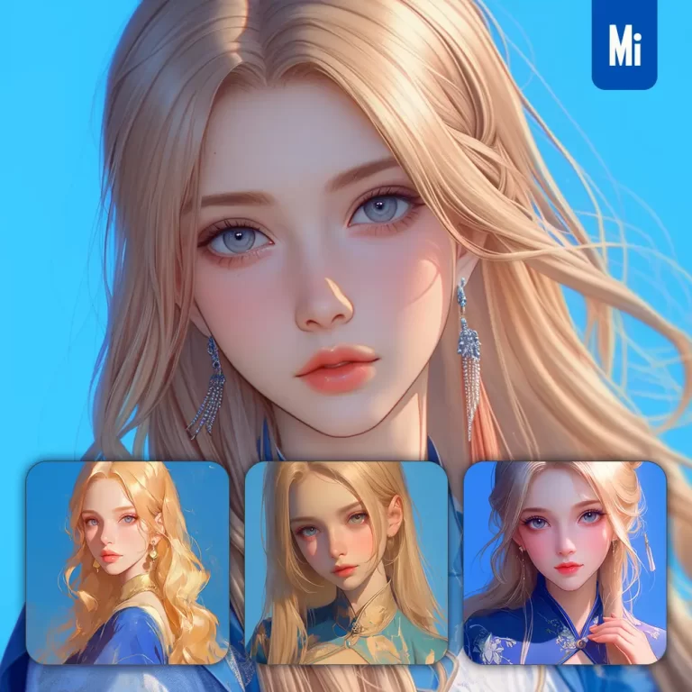 midjourney prompt blue beautiful woman girl lady face portrait animation cartoon