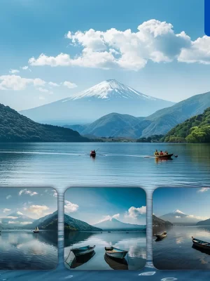 Midjourney Prompt Boat Mount Fuji Mountain Water Lake Japanese Landscape Photography