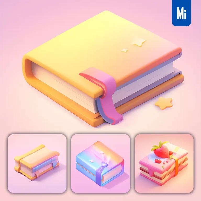 midjourney prompt book 3D icon game cartoon cute lovely