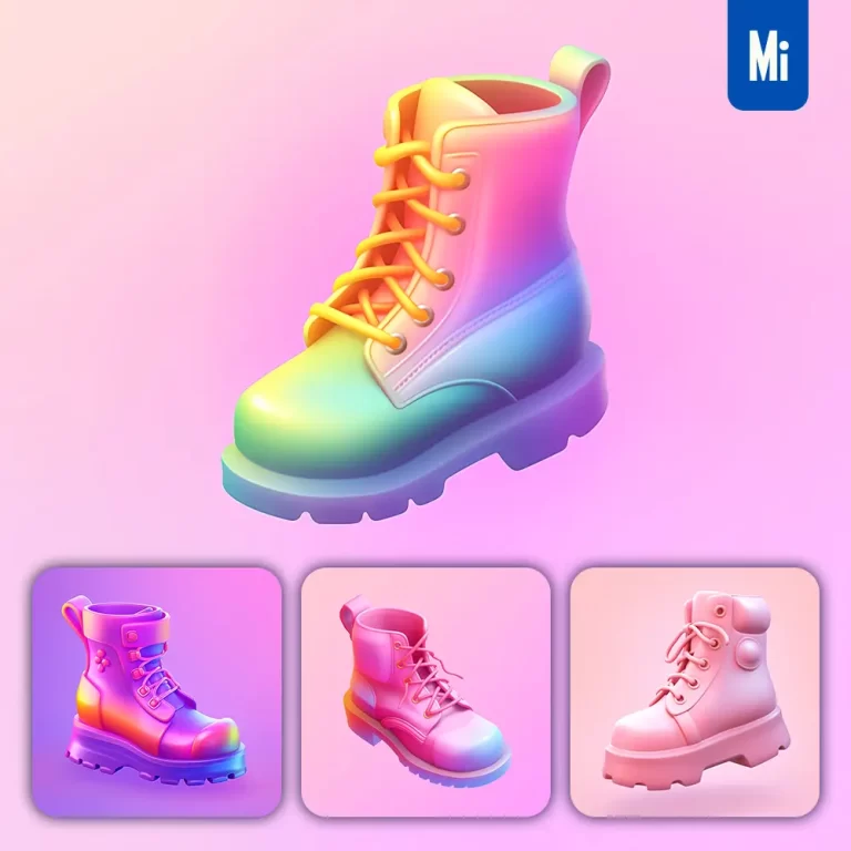 midjourney prompt boot Martin boots 3D icon game cartoon cute lovely