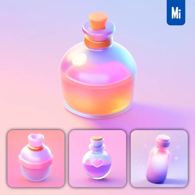 midjourney prompt bottle 3D icon game cartoon cute lovely