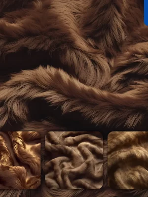 Midjourney Prompt Brown Golden Luster Soft Fur Furry Fabric Plush Wavy