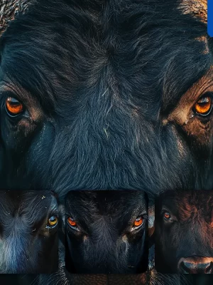 Midjourney Prompt Buffalo Eyes Head Straight Face Detailed Close Up Photography