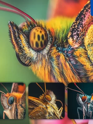 Midjourney Prompt Butterfly Moth Mouth Eyes Proboscis Head Detailed Feature Close Up Photography