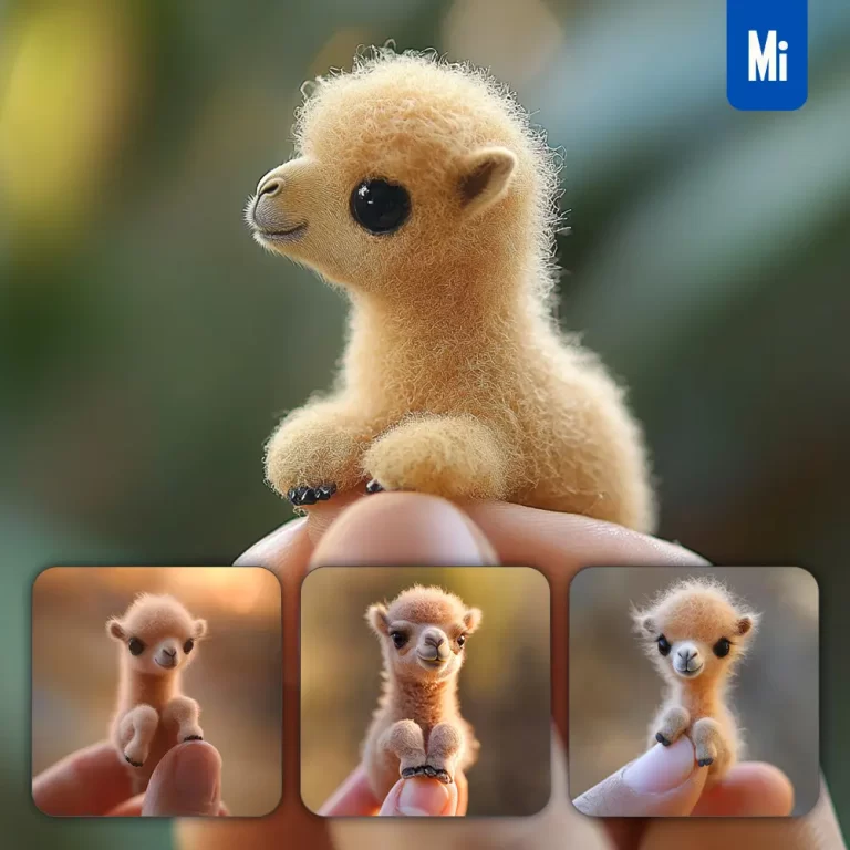 midjourney prompt camel little baby small tiny finger cute photography