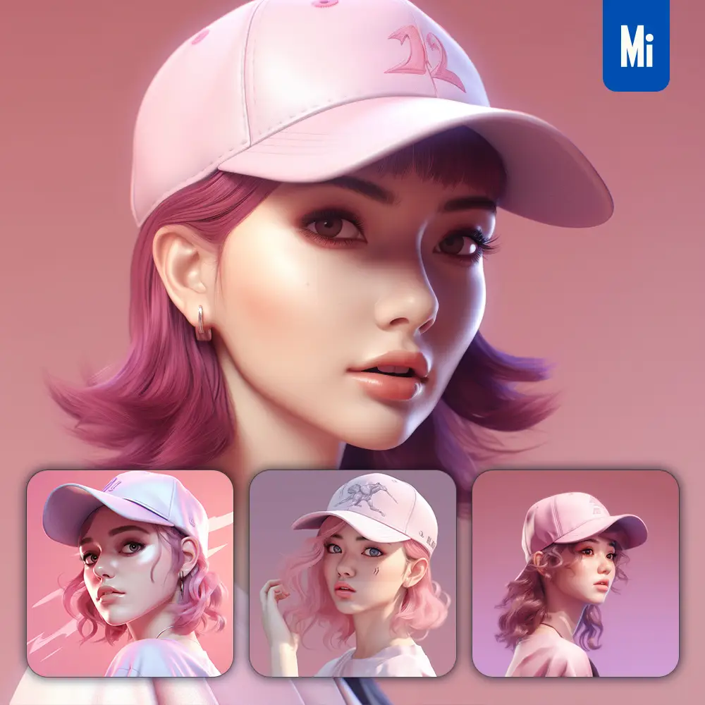 midjourney prompt cap girl baseball woman portrait oil painting illustration