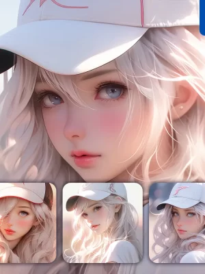 Midjourney Prompt Cap Girl Lady Face Beautiful Portrait Animation Cartoon