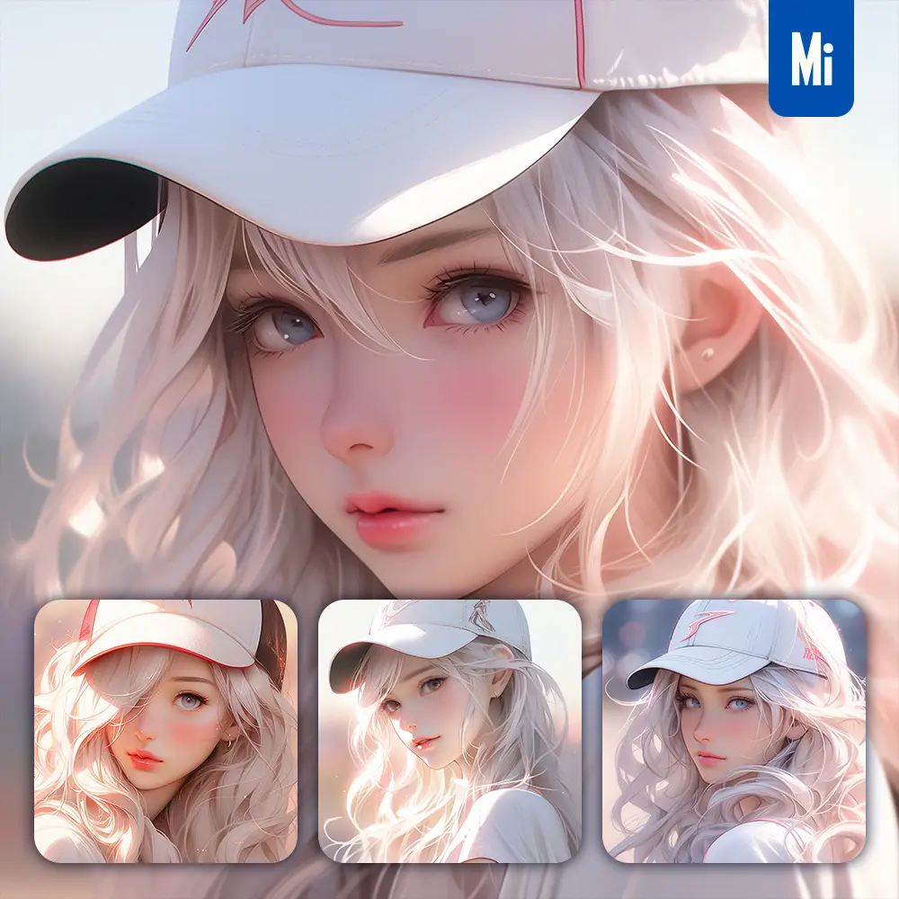 midjourney prompt cap girl lady face beautiful portrait animation cartoon