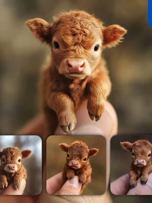 Midjourney Prompt Cattle Cow Calt Little Baby Small Tiny Finger Cute Photography