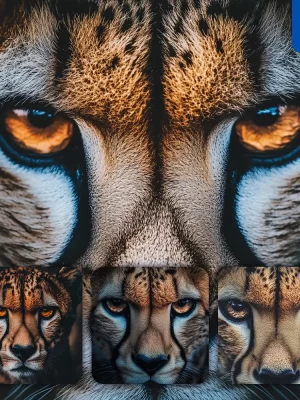 Midjourney Prompt Cheetah Leopard Eyes Head Straight Face Detailed Close Up Photography