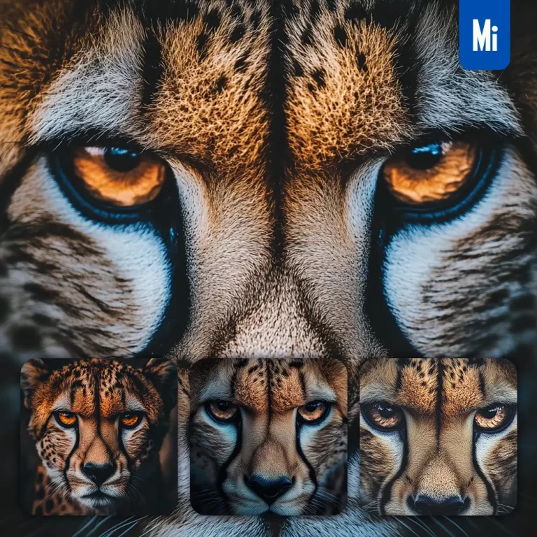 midjourney prompt cheetah leopard eyes head straight face detailed close up photography