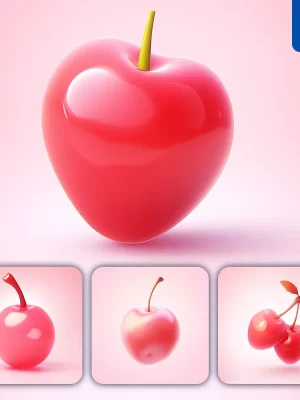 Midjourney Prompt Cherry 3d Icon Game Cartoon Cute Lovely