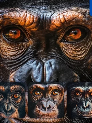 Midjourney Prompt Chimpanzee Eyes Head Straight Face Detailed Close Up Photography