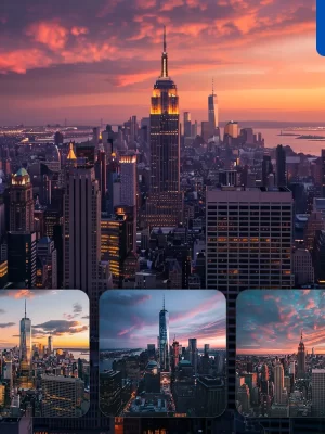 Midjourney Prompt City Sunset New York Skyline Building Skyscraper Landscape Photography