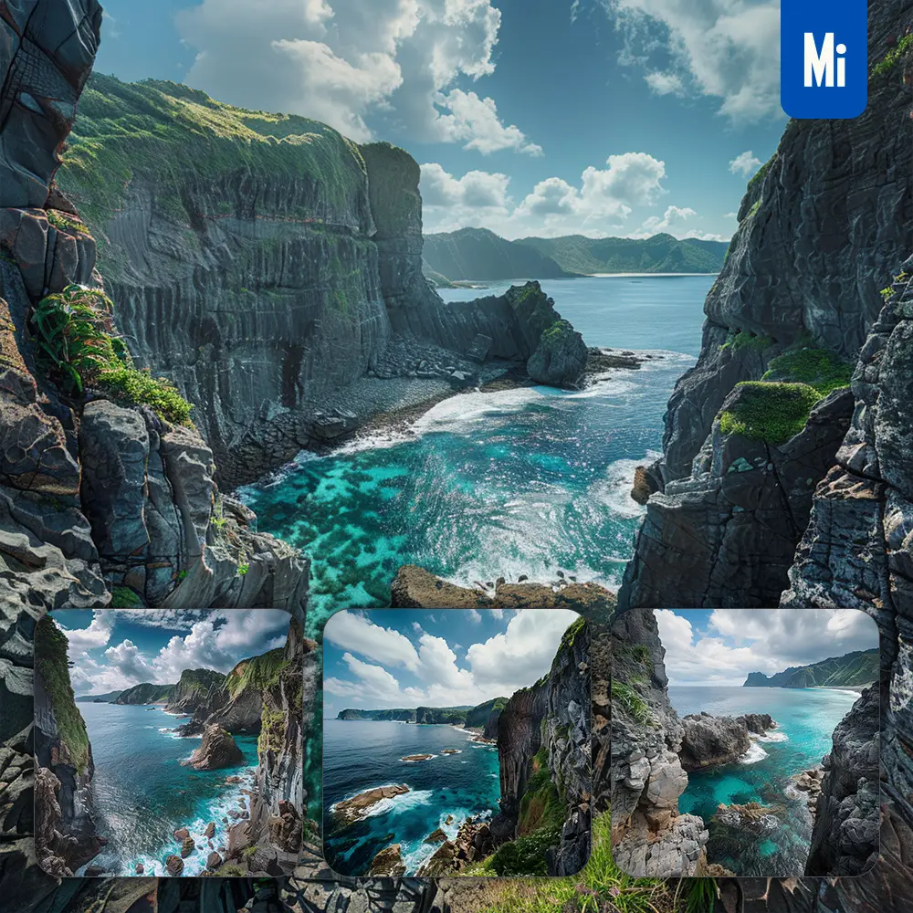 Midjourney Prompt Cliff Coastline Island Archipelago Beach Wave Sea Ocean Water Landscape Photography