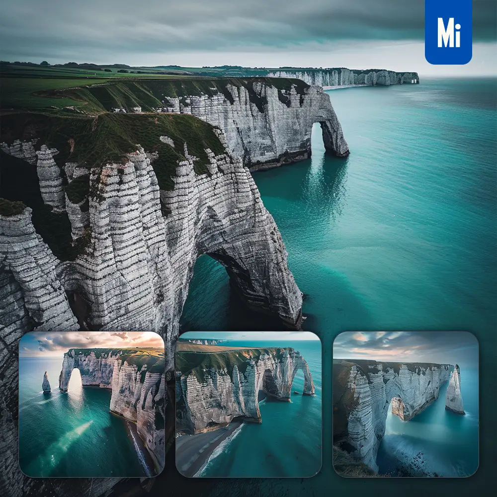 Midjourney Prompt Cliff Sea Ocean Water Natural Rock Arch Turquoise Landscape Photography