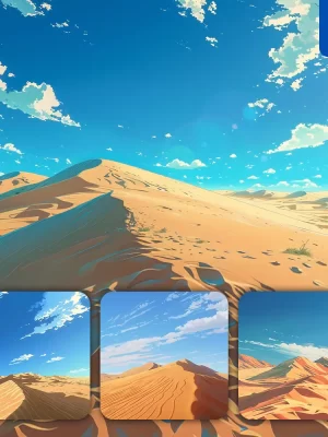 Midjourney Prompt Desert Sand Dune Blue Sky Animation