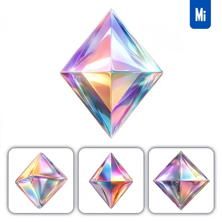 midjourney prompt diamond 3D pastel hologram holographic colorful icon model