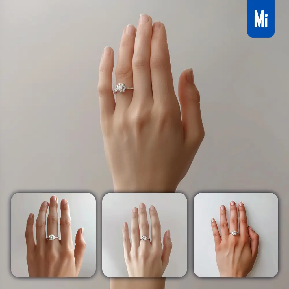 midjourney prompt diamond ring hand back woman human photography
