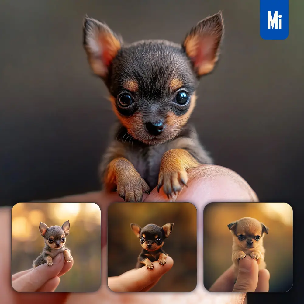 Midjourney Prompt Dog Puppy Pup Little Baby Small Tiny Finger Cute Photography