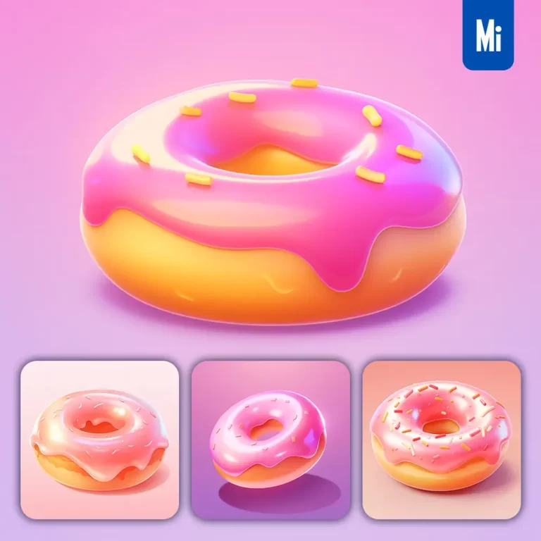 midjourney prompt doughnut donut 3D icon game cartoon cute lovely