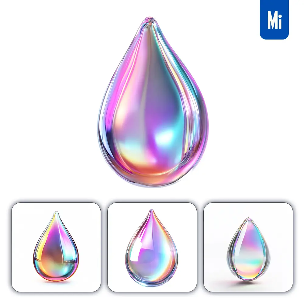 Midjourney Prompt Drop 3d Pastel Hologram Holographic Colorful Icon Model