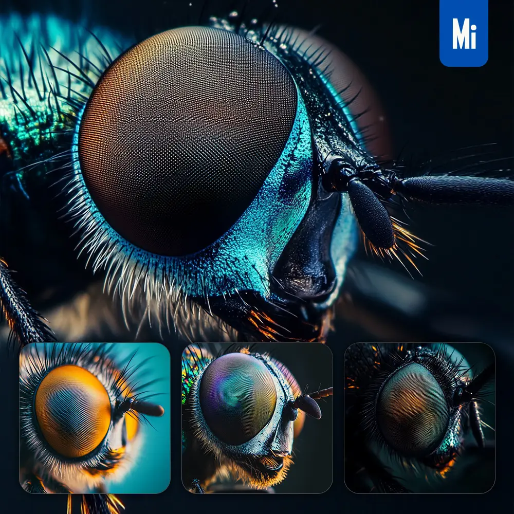 midjourney prompt eyes fly head detailed feature close up photography