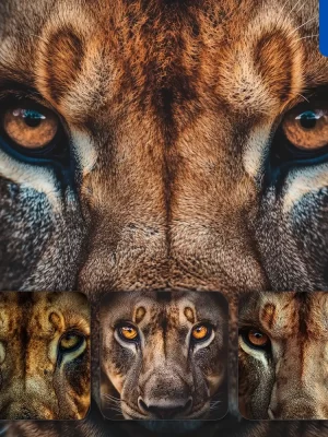 Midjourney Prompt Eyes Lion Head Straight Face Detailed Close Up Photography