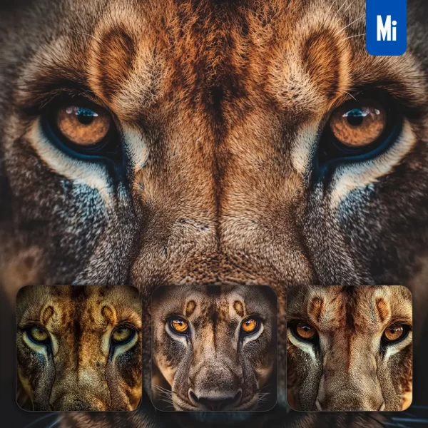 Midjourney Prompt Eyes Lion Head Straight Face Detailed Close Up Photography