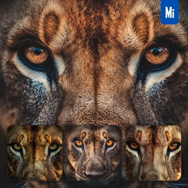 midjourney prompt eyes lion head straight face detailed close up photography