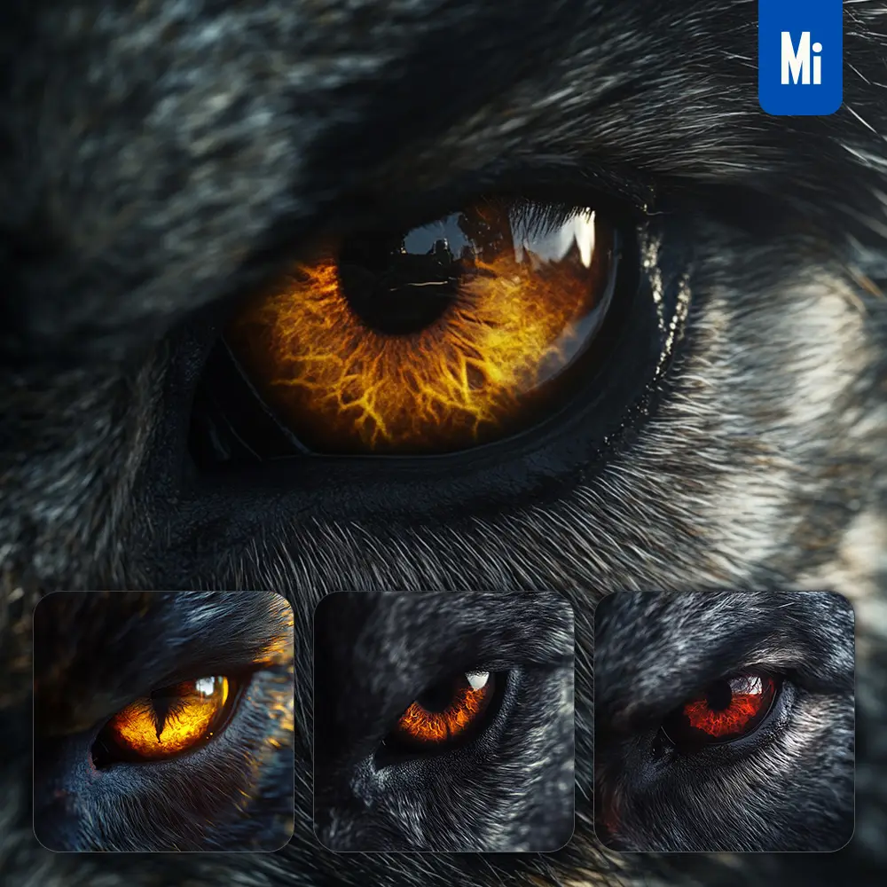 midjourney prompt eyes wolf coyote detailed pupil close up photography