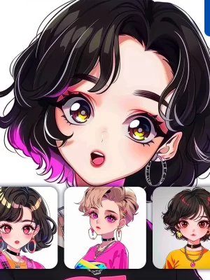 Midjourney Prompt Face Cheerful Girl Portrait Cartoon Cute Head Animation