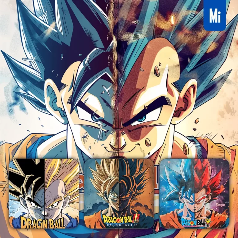 midjourney prompt face half Son Goku Vegeta Dragon Ball cartoon animation comic
