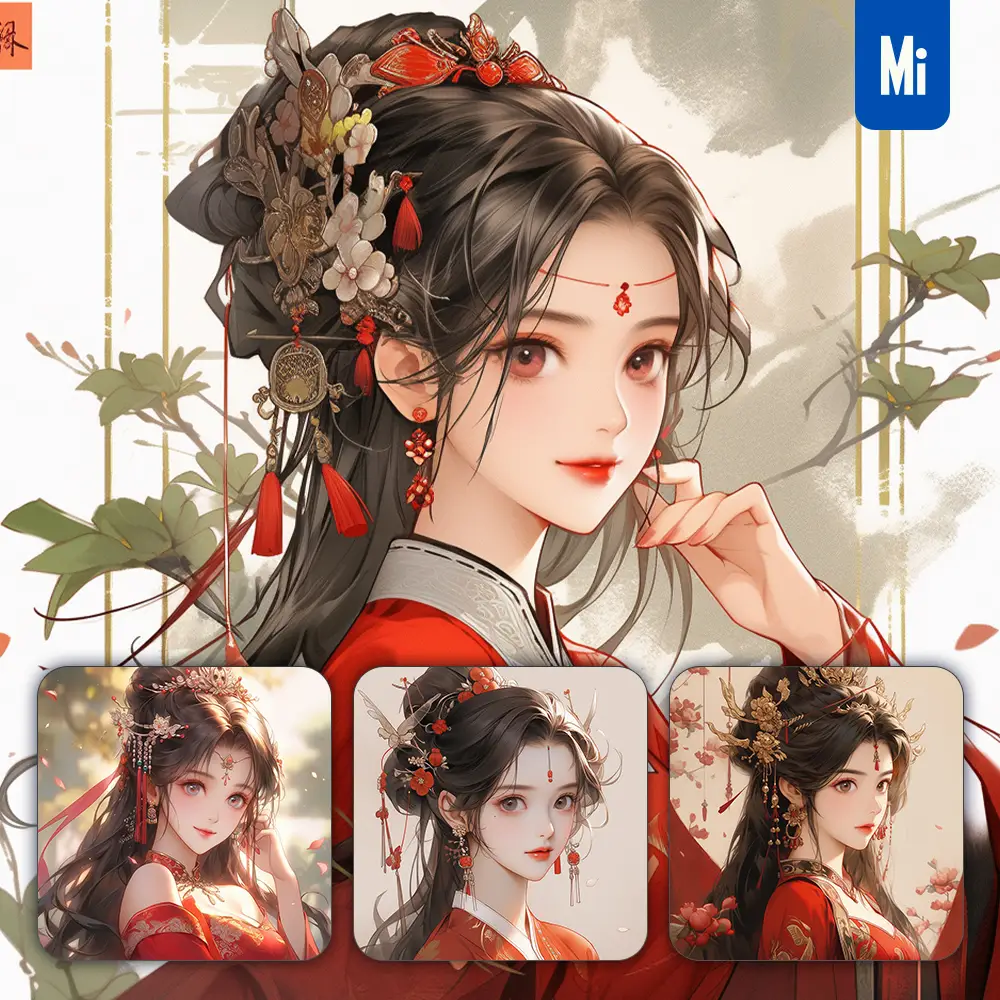 Midjourney Prompt Girl China Beautiful Chinese Princess Portrait Gown Animation Cartoon Painting