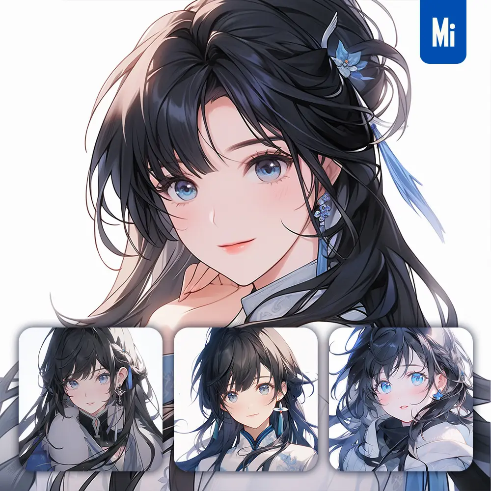 Midjourney Prompt Girl Lady Face China Beautiful Chinese Princess Portrait Animation Cartoon Painting