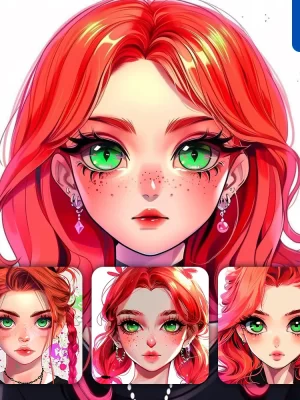 Midjourney Prompt Girl Portrait Head Face Woman Cartoon Animation