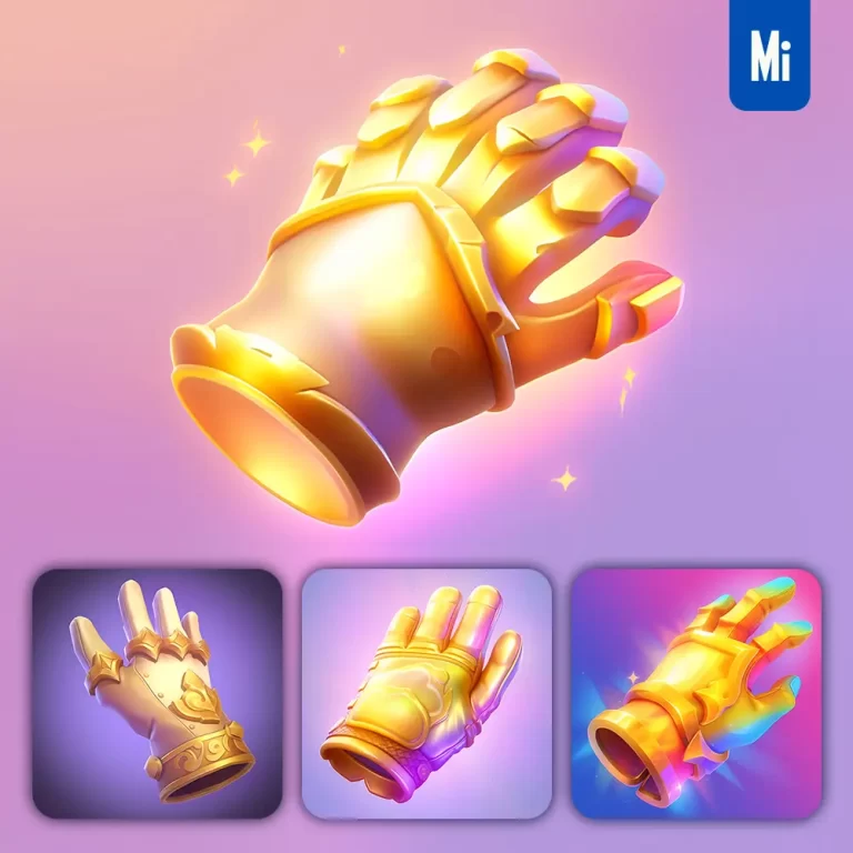 midjourney prompt glove golden 3D icon game cartoon cute lovely