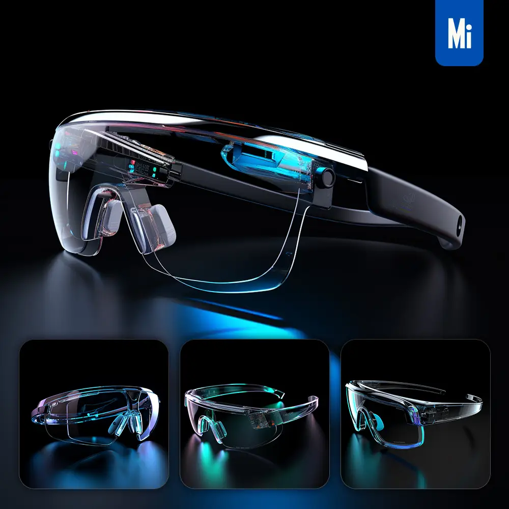 midjourney prompt google glasses conceptual design azure product 3D transparent